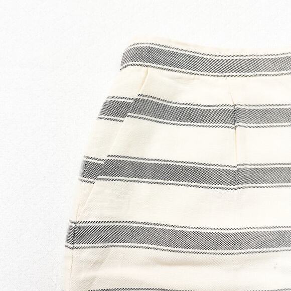 J. Crew Striped Linen Pencil Mini Skirt Pockets Cream Blue Size 10 - Picture 2 of 8